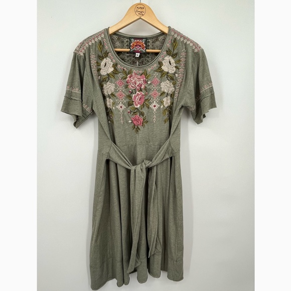 Johnny Was Dresses & Skirts - NWT Johnny Was Yuki Tie Front T-Shirt Dress, Size Medium, Embroidered